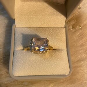 Gold and Silver Women's Ring with Gemstone Adjustable